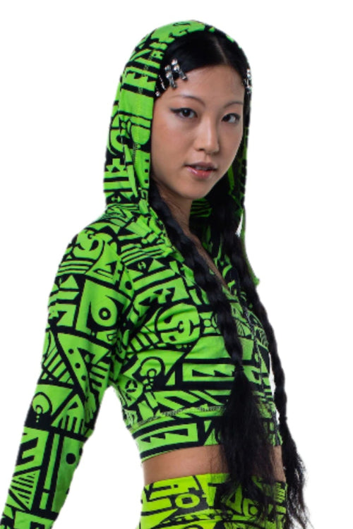 GREEN & BLACK MINI ZIP UP HOODIE