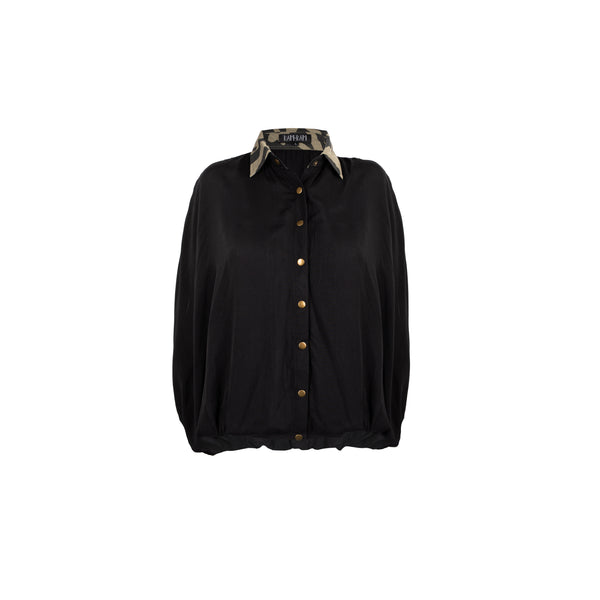 BLACK & OLIVE COLLAR SLEEVELESS SHIRT