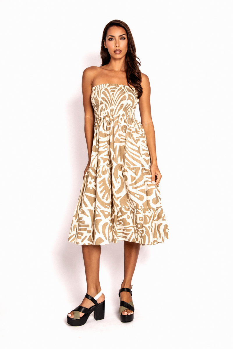 CREAM & CAMEL TUBE-TOP DRESS/SKIRT