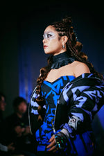 Fashion Show of BAM BAM Purple & Black Cropped Puffer Jacket, expressive, wearable art for street fashion lovers