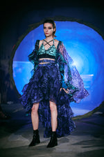 PURPLE & BLACK JACKALOPELAND X BAM-BAM RUFFLE SKIRT