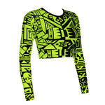 GREEN & BLACK LONG-SLEEVED CROP TOP