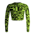 GREEN & BLACK LONG-SLEEVED CROP TOP