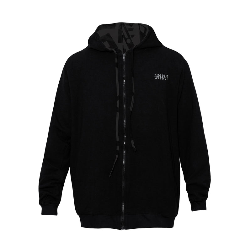 REVERSIBLE CHARCOAL & BLACK ZIP UP HOODIE