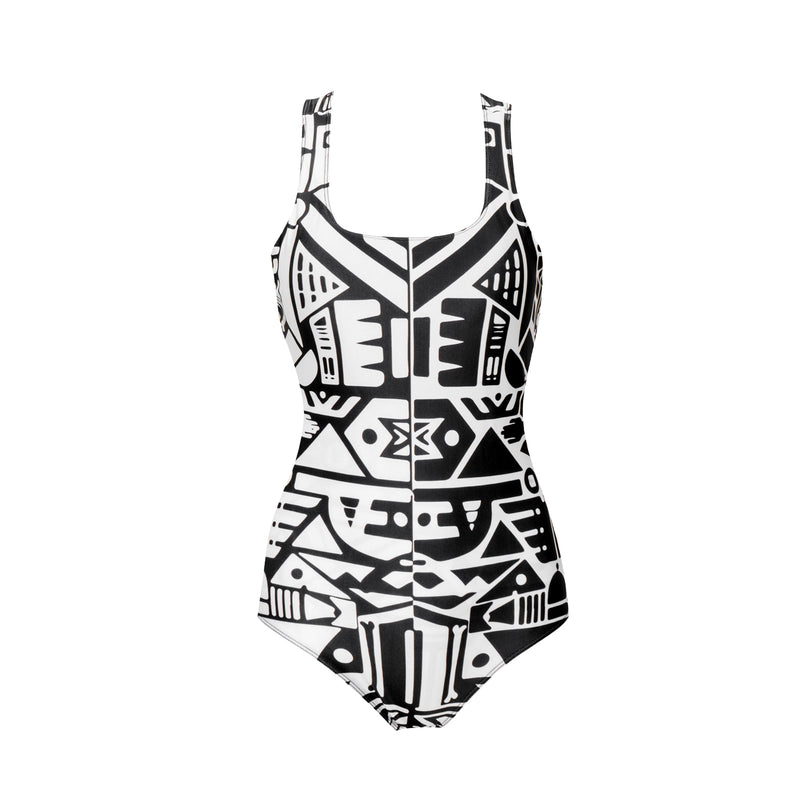 B&W SWIMSUIT - MADE FROM RECYCLED PLASTIC