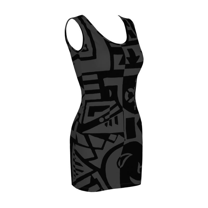 CHARCOAL & BLACK MINI-DRESS