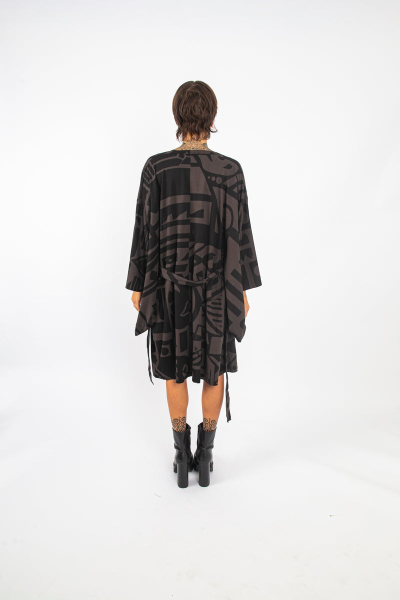 CHARCOAL & BLACK KIMONO