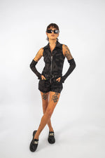 BAM-BAM Senshi playsuit in charcoal tone.