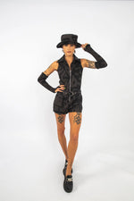 BAM-BAM Senshi playsuit flat-lay showcasing sustainable streetwear craftsmanship.