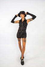 BAM-BAM Senshi playsuit displayed as wearable art streetwear.