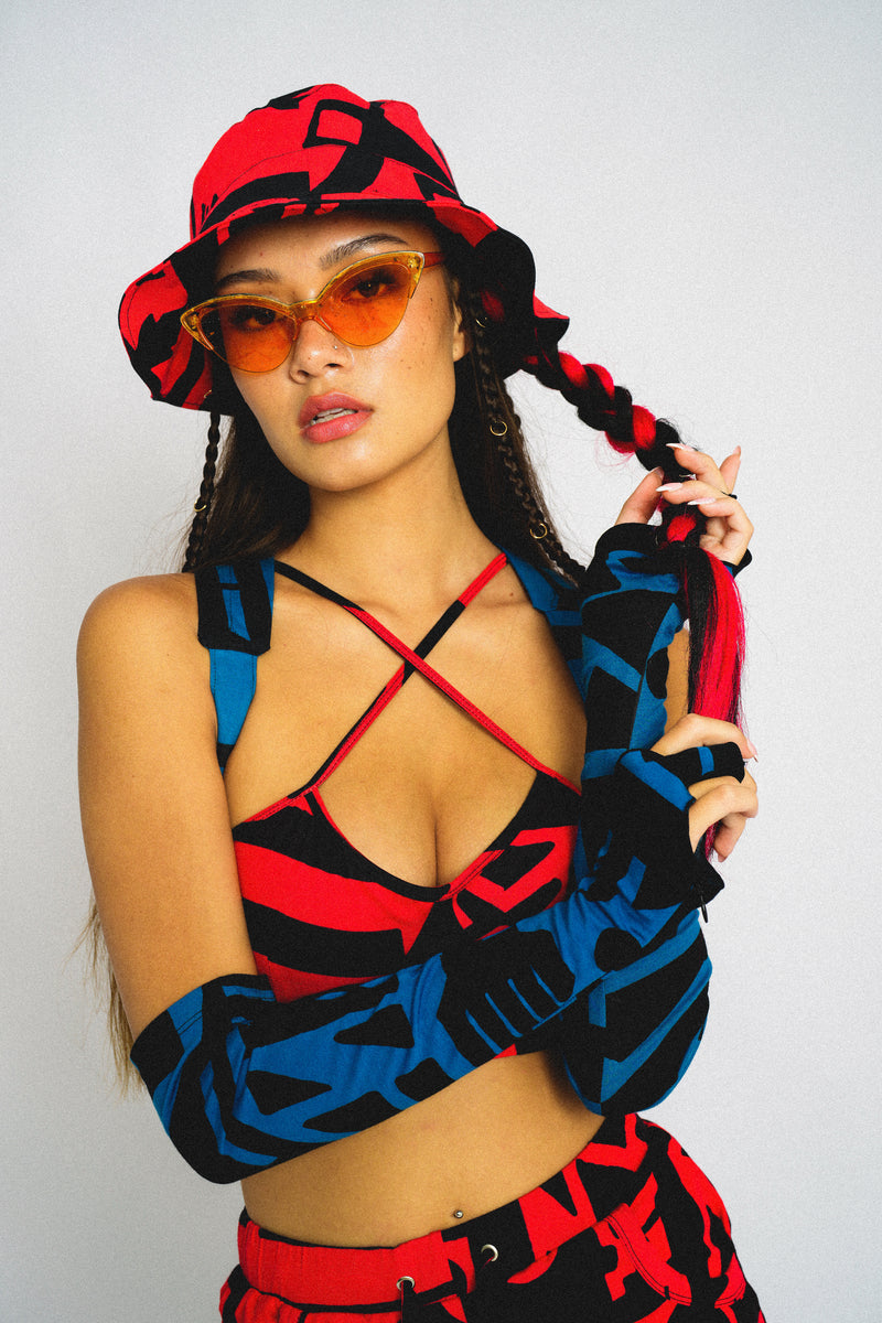 RED & BLACK BUCKET HAT