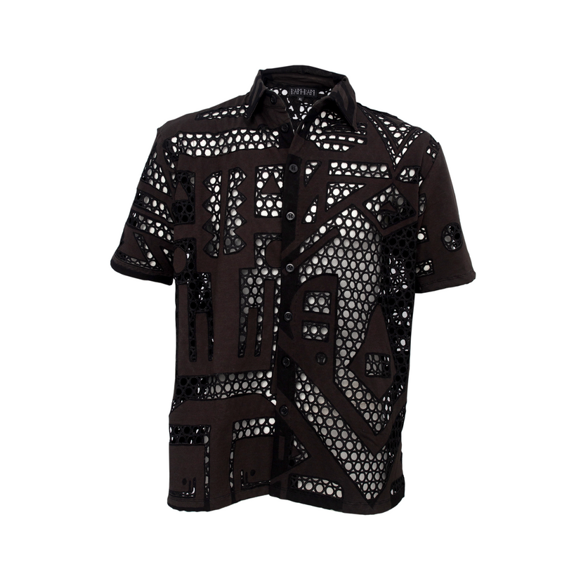 CHARCOAL ROUND MESH SHIRT