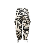 BAM-BAM black and white oversized overalls with bold graphic pattern, back product view.