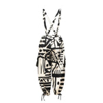 BAM-BAM black and white oversized overalls with bold graphic pattern, back product view.