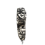 BAM-BAM black and white oversized overalls with bold graphic pattern, side product view.