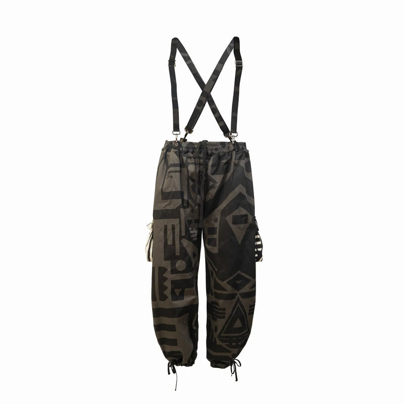 View of BAM‑BAM charcoal baggy pants with relaxed fit and sustainable streetwear design