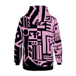 Flat lay showing inside of BAM‑BAM reversible charcoal and pink hoodie featuring bold self‑expression