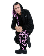 Reversible BAM‑BAM hoodie flipped to pink side revealing contrasting design and sustainable streetwear