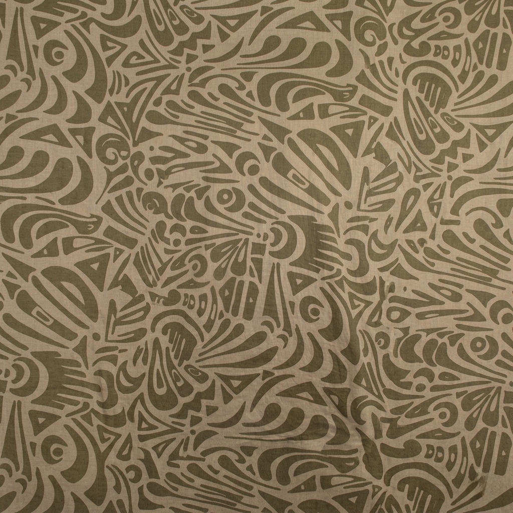 Earth-toned abstract pattern in sage & olive with intricate flowing forms by BAM-BAM